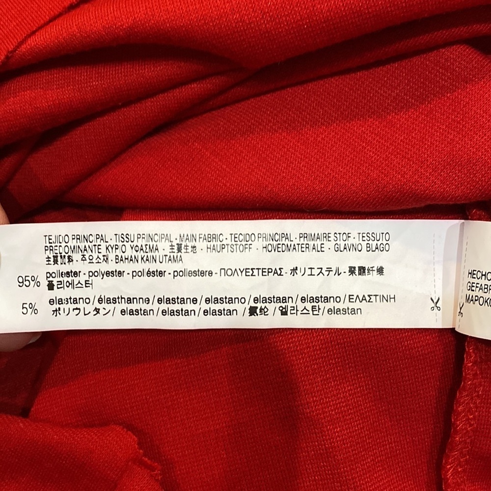 Zara Trafaluc Ponti Di Roma Red Knit Dress Elbow Sleeve Ruffle 3/4 size M - Picture 12 of 14